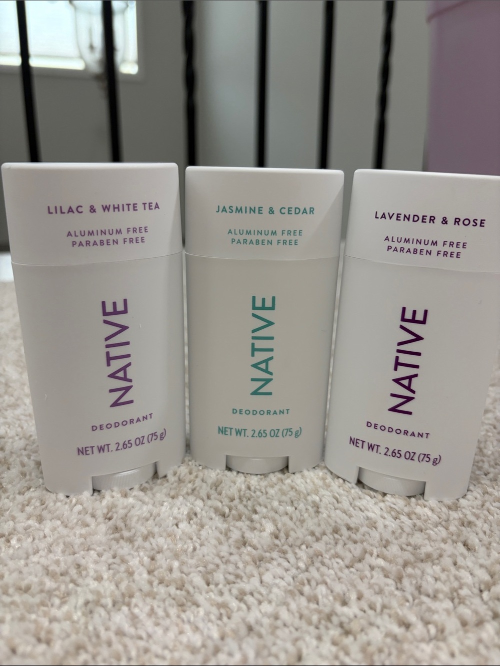 Native Deodorant 3-Pack Lilac & White Tea, Jasmine & Cedar, Lavender & Rose